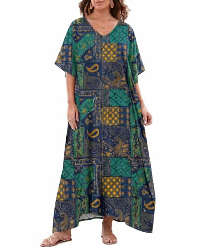 Women Moomoo Dress Kaftan Beach Cover Ups for Women Moo Moos Nightgown Muumuu Plus Size Caftan Cool Great Grandma Birthday Ideas Grandmother Mawmaw Yaya Abuela Abuelita Grandmas