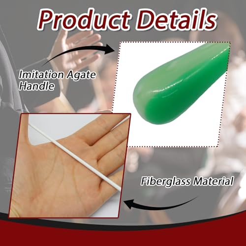 Hordion 15\" Music Conducting Baton, Imitation Agate Handle Conductor Baton with Tube Case for Choral Symphony Concert(Green Handle)