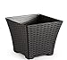 Acan - Maceta Rattan de plástico Cuadrada 25 cm (sin Agujeros y sin Plato) en Color wengué, macetero para platas, Jardinera Rattan
