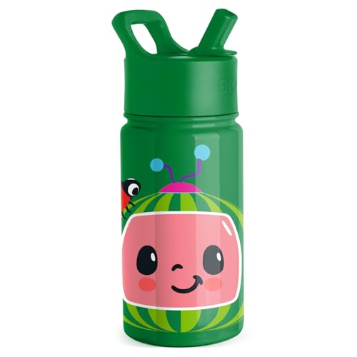 Image of Simple Modern Kids Summit Water Bottle with Straw Lid | CoComelon 14oz Stainless Steel Cup Insulated Tumbler for Toddlers, School | CoComelon Watermelon