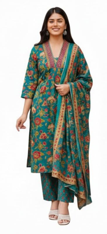 Kurti en coton pour femme à coupe trapèze style indien chic