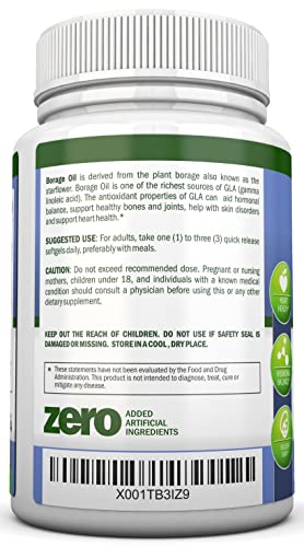 Nutrionn Borage Oil - 1000 Mg - 180 Softgels - Cold Pressed High Gla Borage Seed Oil - Hexane And Pa Free - Great For Skin, Hair, Joints And Bones. #TOP2