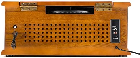 Shuman Vintage 8-in-1 Wireless Music Centre with Remote Control, DAB Digital/FM Radio, 3-Speed Turntable, CD/Cassette Player, USB Playback/Recording, RCA Line Out, Real Wood Construction (MC-250DBT)
