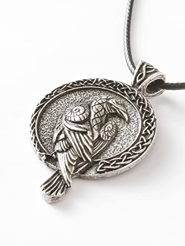 HAQUIL Raven Necklace, Viking Celtic Raven Medallion Pendant, Norse Raven Jewelry Gift for Men and Women2