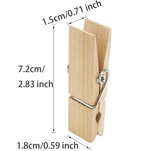 EasyBravo 12Pcs Große hölzerne Wäscheklammern, 7,2 cm lang, 1,8 cm breit, robuste und robuste Wäscheklammern