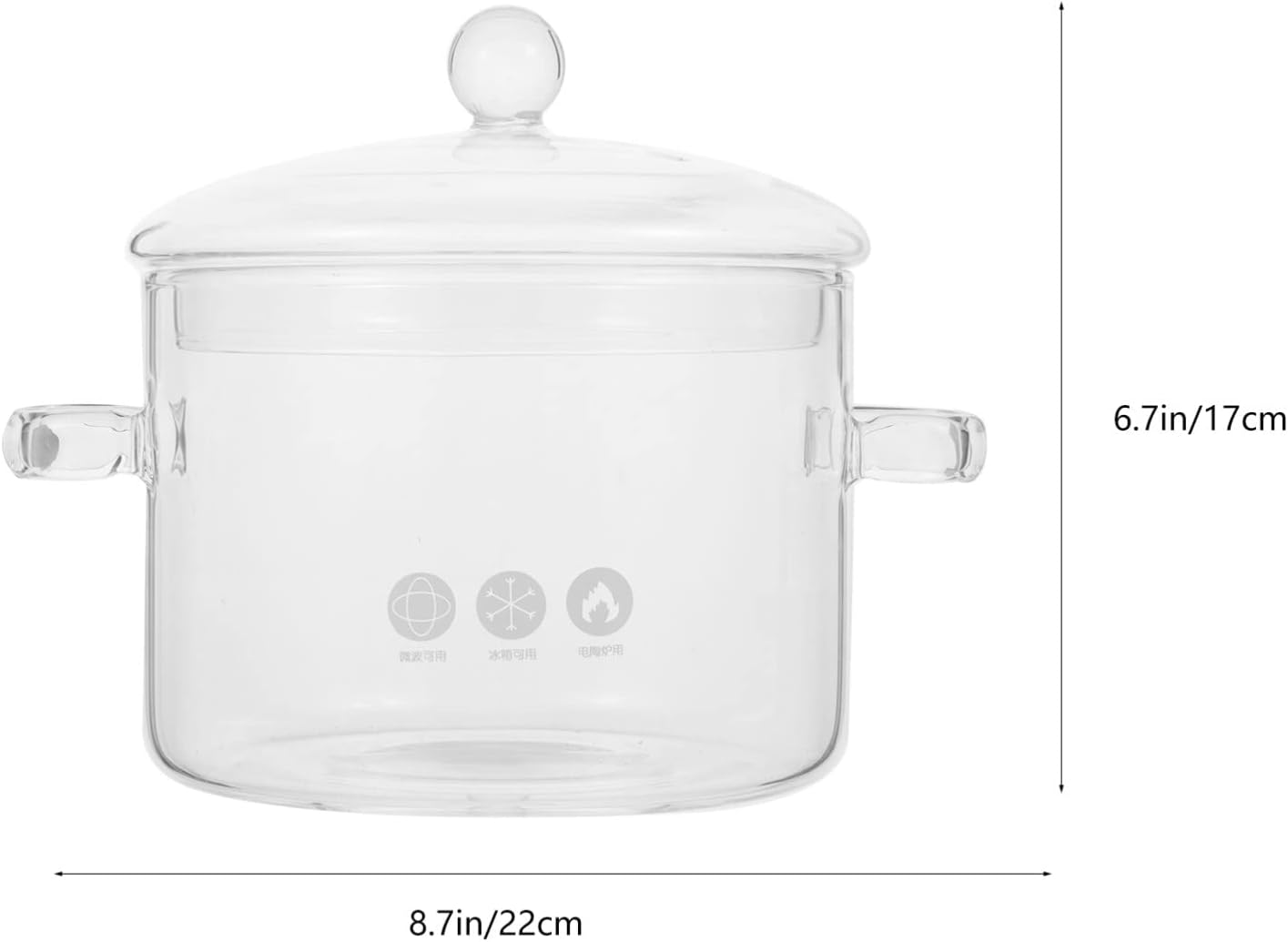 1Pcs Thick Glass Cooking Pot Glass Clear Saucepan with Lid Cooking Pot for Noodles Soup Cereals Fruits 1900ml