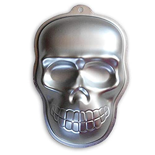 Image of Ulalaza 3D Skull Cake Mold Halloween Aluminum Baking Mould Nonstick DIY Baking Tools