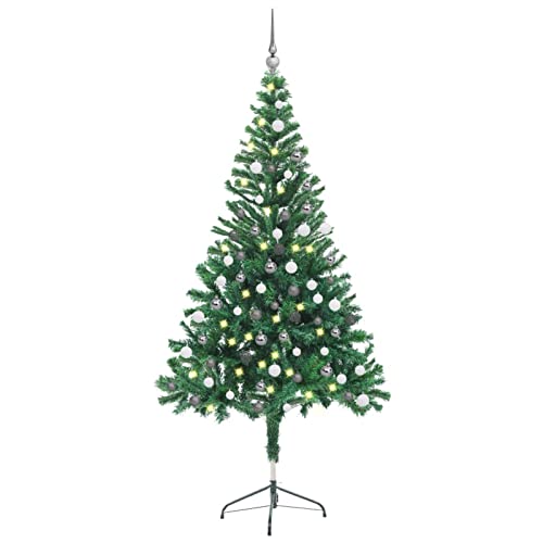 MOONAIRY Sapin de Noël Artificiel, Arbre de Noël Décoration de Noël Arbre de Noël Artificiel Arbre de Noël Artificiel avec LED et Boules 150 cm 380 Branches Ht