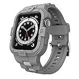 GELISHI Compatible for Apple Watch Band 44mm 42mm with Bumper Case, Men Rugged Bands with Stainless...