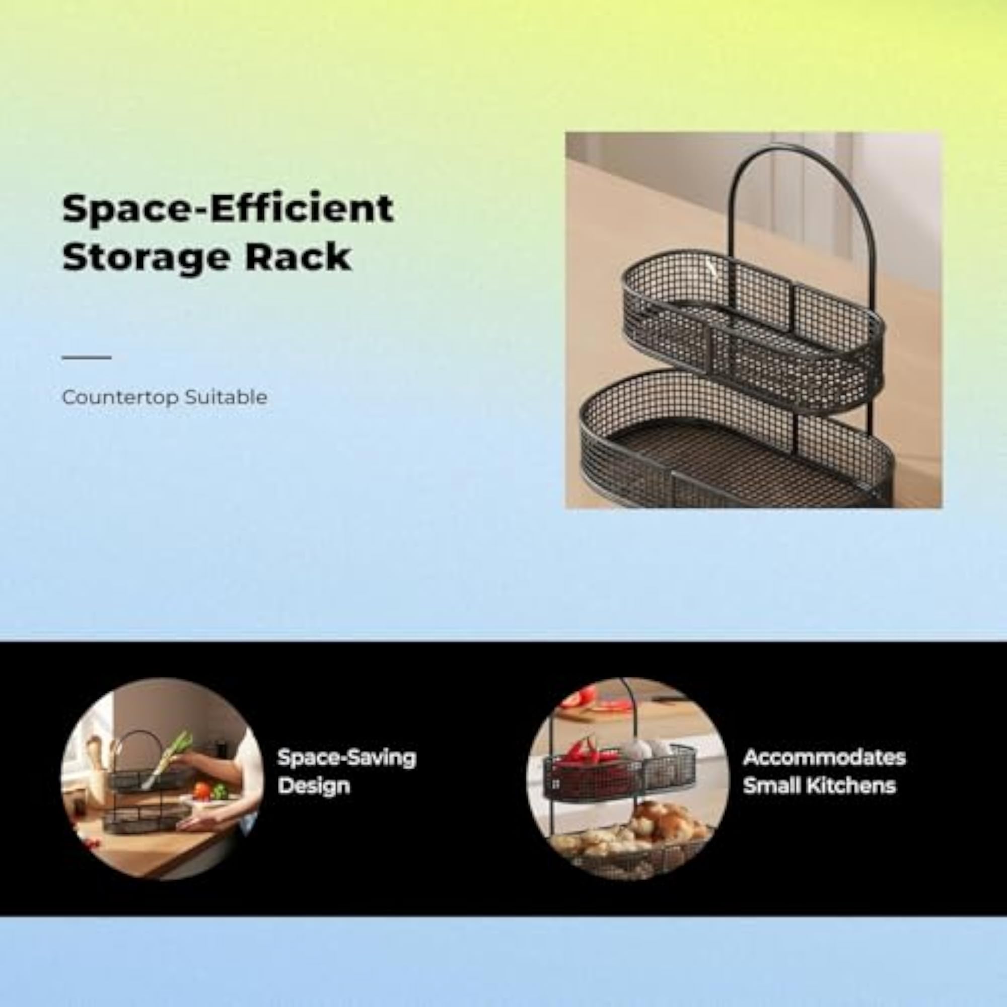 Multi-Compartment Kitchen Storage Organizer, Countertop Rack