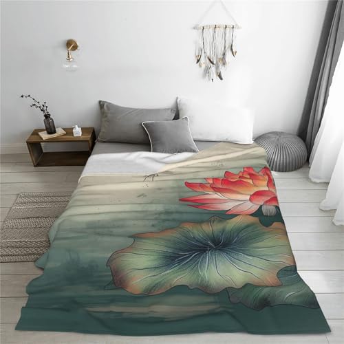 Couverture flanelle microfibre super douce plaid fleurs libellules lit et canapé