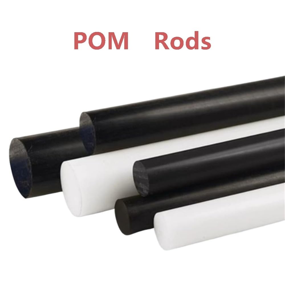2 varillas de POM negras/blancas, longitud 500 mm, barras redondas de plástico de polioximetileno de alta durabilidad for modelismo.(Black,8mm)