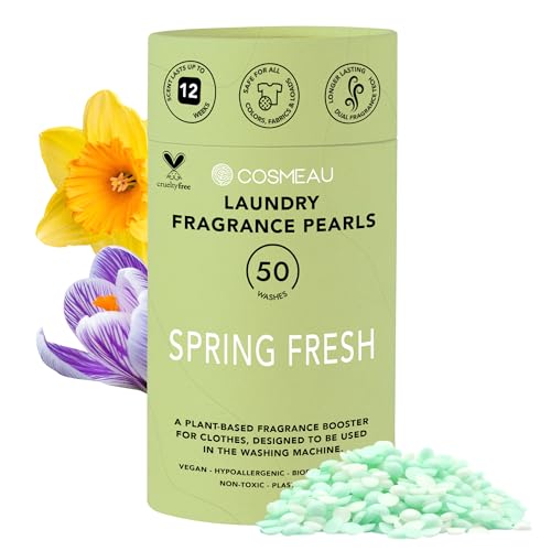Cosmeau Scent Booster Pearls Spring Fresh -Sustainable Scent Booster Laundry Beads for Washing Machine - Up to 50 Loads and 24 Weeks of Freshness - Plastic-Free, Vegan & Zero Waste