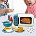 CoudarTitie 17Pcs Kids Pretend Play Microwave Toys Cookwares Toy Educational Funny Home Decoration Cooking Utensils for Girls Boys, Blue