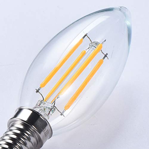 E14 4W Led Candle Light Bulbs Warm White 2700K, Small Screw Candle Light Bulb, 4W Equivalent 40w, 400lm, Pack of 2