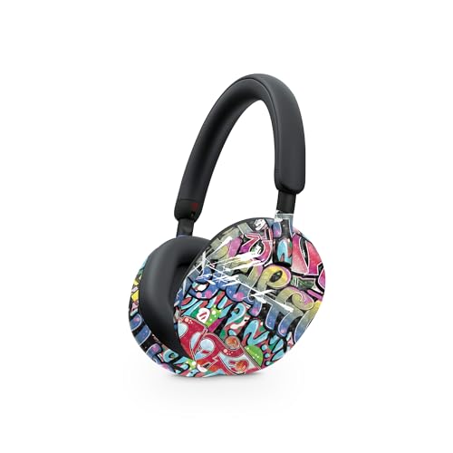 Image of MightySkins Carbon Fiber Skin Compatible with Sony WH-1000XM5 Headphones - Funky Graffiti | Protective, Durable, and Unique Vinyl Decal wrap Cover | Easy to Apply, Remove, and Change Styles