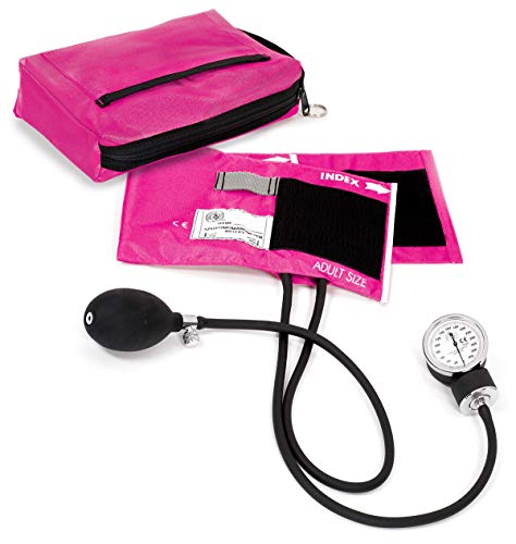 Prestige Medical Premium Aneroid Sphygmomanometer with Carry Case, Electric Pink