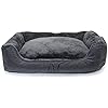 Happilax-Dog-Bed-Washable-Plush-Pillow-Dog-Bed-with-Removable-Cover-Raised-Edges-Small-to-Large-Dogs-Rectangular-Bolster-Pet-Bed-Grey Dog Bed with Washable Plush Pillow