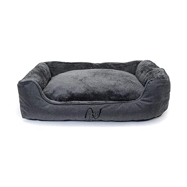 Happilax-Dog-Bed-Washable-Plush-Pillow-Dog-Bed-with-Removable-Cover-Raised-Edges-Small-to-Large-Dogs-Rectangular-Bolster-Pet-Bed-Grey Dog Bed with Washable Plush Pillow
