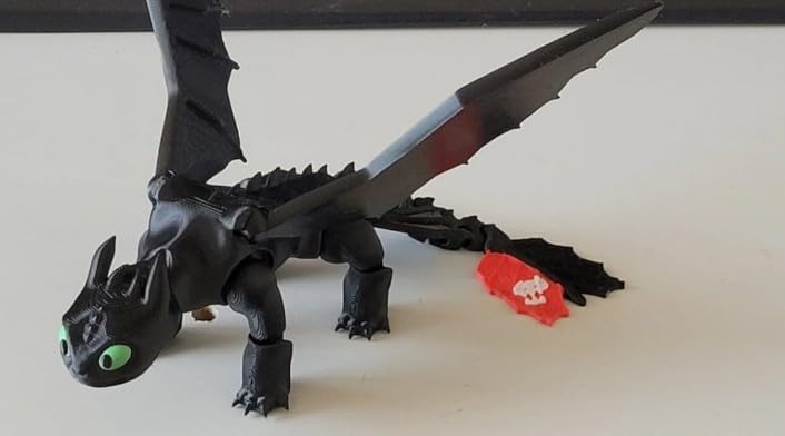 Image of Flexible Toothless Dragon 3D Printed Night Fury | Comaptible with How to Train Your Dragon Toys, Dragon Action Figure, Mini Figures, Dragon Toy for Fans & Collectors (Black)