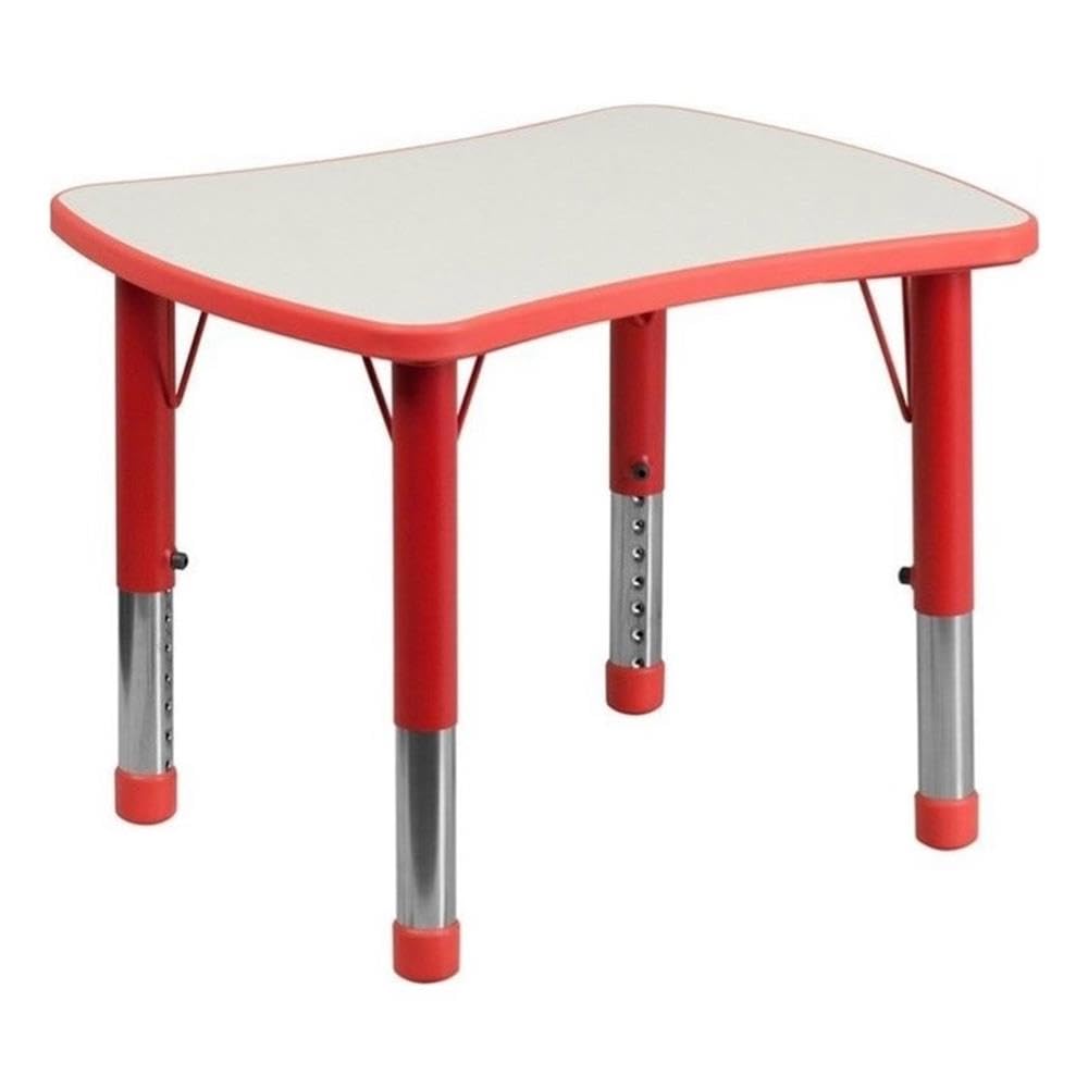 BOWERY HILL Plastic Curved RectangularActivity Table in Red/Gray