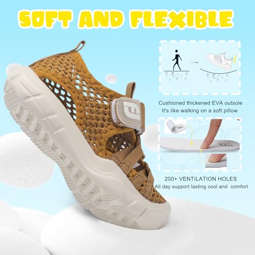 Image of JOINFREE Toddler Boys Girls Water Shoes Breathable Qucik Dry Sport Beach Sandals Lightweight Barefoot Flexible