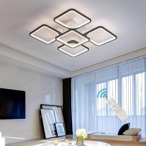 Qcyuui Modern LED Ceiling Light, 70W Dimmable Flush Mount with Remote