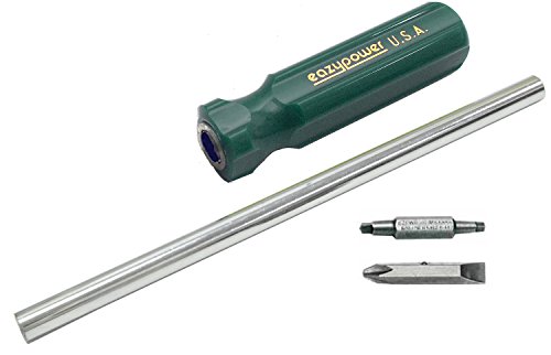 Image of Eazypower 87771 12-Pack Green 11-inch 4-in-1 Molded Handle Screwdriver R1 /R2 Square Recess; #2 /8-10 Phillips /Slotted with 1 /4-inch Hex