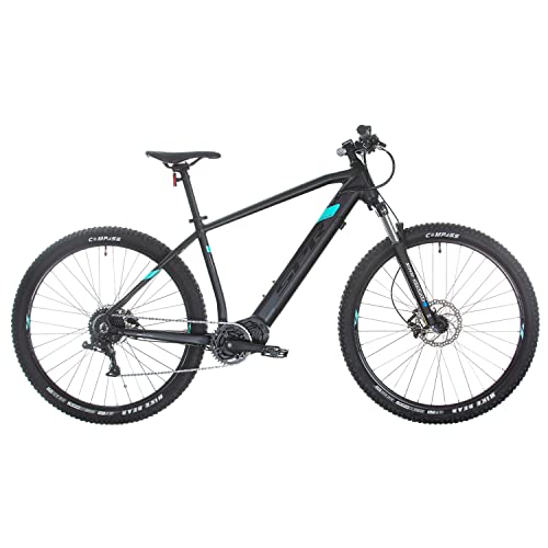 Multibrand Distribution SPR E-MTB Pulse Vélo Électrique de Montagne 29 Pouces VTT, Batterie 12,5 Ah, Moteur Central, 9 Vitesses (Cadre 48 cm, Noir Turquoise) Cover