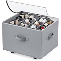 House Again 16-Pair Wheeled Shoe Organizer (Gray, Size: Large)