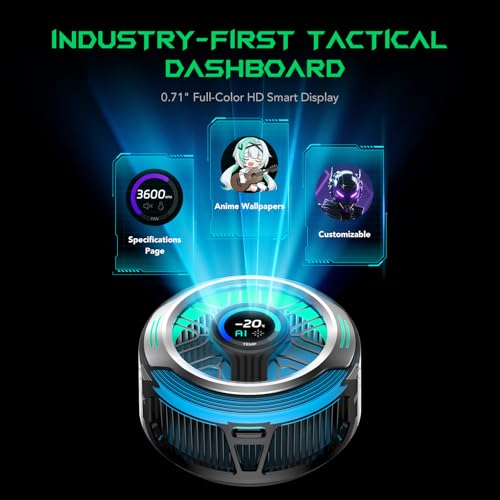 Image of Black Shark Magnetic Phone Cooler 6 Pro - Smart Display, Magnetic Ring Plate, Addressable RGB LEDs, App-Controlled Cooling Fan for iPhone MagSafe, Android & iPad - Gaming, Streaming & Photography