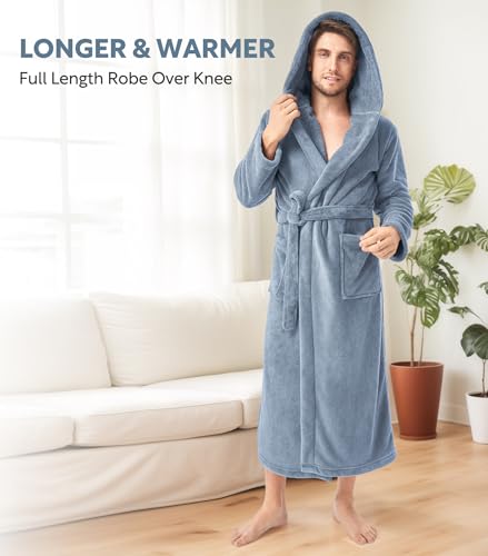Image of DAVID ARCHY Men's Soft Fleece Plush Robe Full Length Long Bathrobe