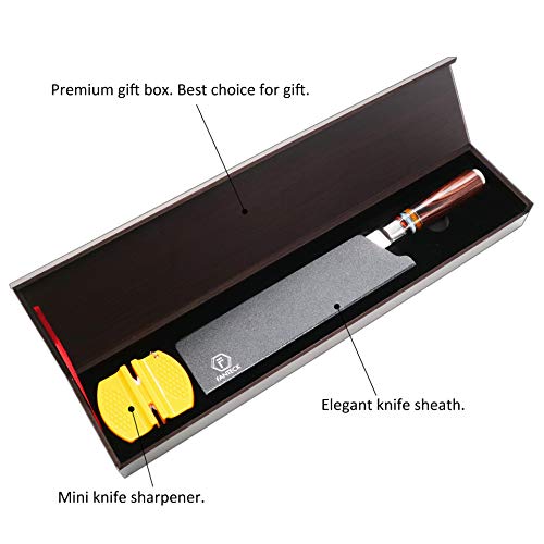 [8-Inch] Chef Knife Kitchen Knife FANTECK VG10 Damascus Professional Sharp High Carbon Stainless Steel 67-Layer Meat Sushi Fruit Cutting Gyuto Chef Knife[Gift Box]Ergonomic Pakkawood Handle-Acrylic Rim