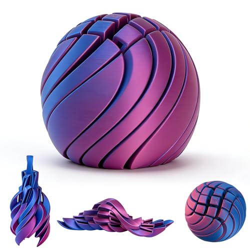LTFIOON Boule à Engrenages imprimée en 3D & Gear Ball – Jouet Fidget 3D, Boule Anti-Stress à Sensation Liquide, Jeu sensoriel pour Enfants, Ados & Adultes (Violet)