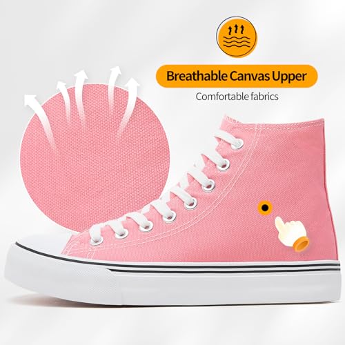 Image of ZGR Womens High Top Canvas Sneakers,Lace-up Canvas Shoes,Casual Tennis Walking Shoes