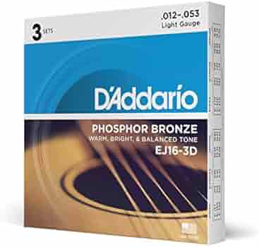 D Addario Ej16 3d Phosphor Bronze Acoustic Guitar Strings Light Tension Corrosion Resistant Phosphor Bronze Offers A Warm Bright And Well Balanced Acoustic Tone Pack Of 3 Sets Amazon Sg Musical Instruments