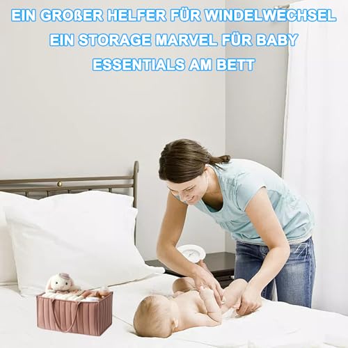 runpeak Wickelkorb Organizer - Baby Wickeltasche Organizer, Wickelorganizer Zuhause mit Herausnehmbaren Fächern, Diaper Bag für Neugeborene und Windelstation, Windeltasche für Unterwegs (Green)