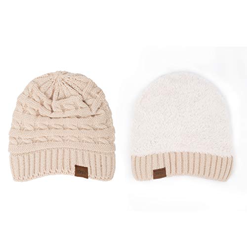 image for ViGrace Kids Winter Knit Hat Warm Fleece Lined Hats Children Cable Bab