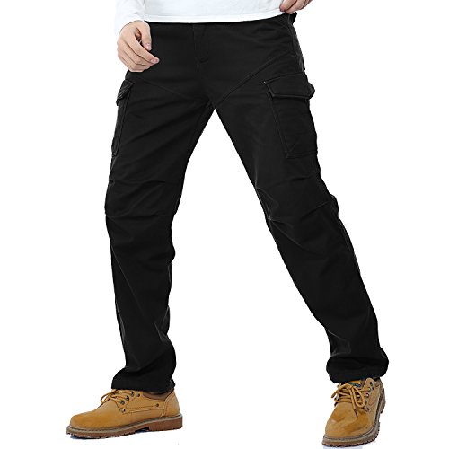 DONGD Winter Mens Cargo Pants Relaxed Fit Fleece Lined Work Pant2