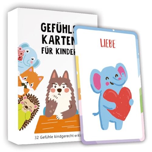 32 Gefühlskarten für Kinder - Ab 3 Jahren - Emotionskarten mit Übungen -...