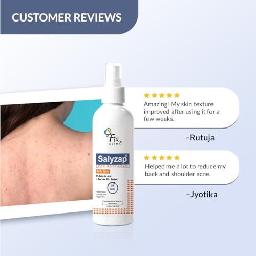 Image of Fixderma 2% Salicylic Acid Salyzap Body Acne Spray For Acne on Back, Shoulders, Neck & Chest to improve Breakouts & Uneven skin texture for Women & Men - 100ml