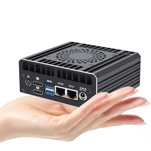 Firewall Appliance Mini PC 2.5Gbe, 12ª generación N100 Mini router de computadora con 2xI226-V 2.5G LAN, 32GB DDR5 Ram 512GB SSD, compatible con salida dual AES-NI 4K
