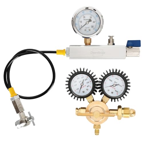 Nitrogen Shock Fill Kit with Schrader Valve and 700PSI Nitrogen Gauge Nitrogen Regulator Shock Fill Tool No-Loss Chuck & high-pressure flexible hose for with ATV/ATC/UTV/Dirt Bike/Off-Road Bike