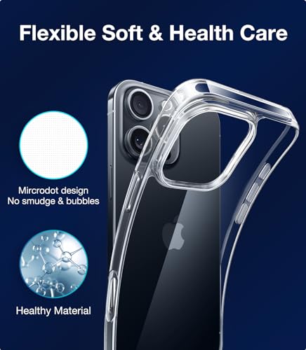 TORRAS Crystal Clear for iPhone 16 Pro Max Case, [Anti-Yellowing][Military-Grade Protection] X-ShockShield 3.0 Cushioning Shockproof, Slim Transparent Soft Bumper Protective Phone Cover 6.9", Clear