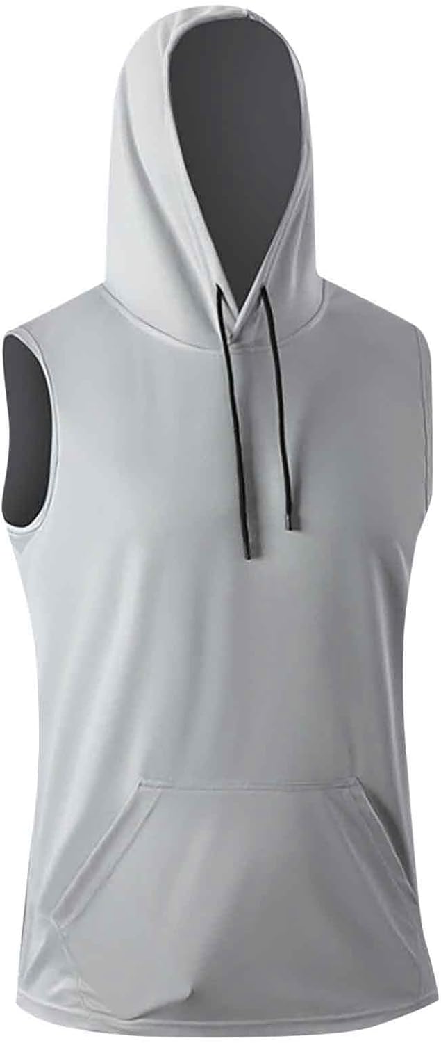 Men's Fitness Hooded Sleeveless Vest Breathable Sports Top for Training Cool Mesh Design Workout Apparel