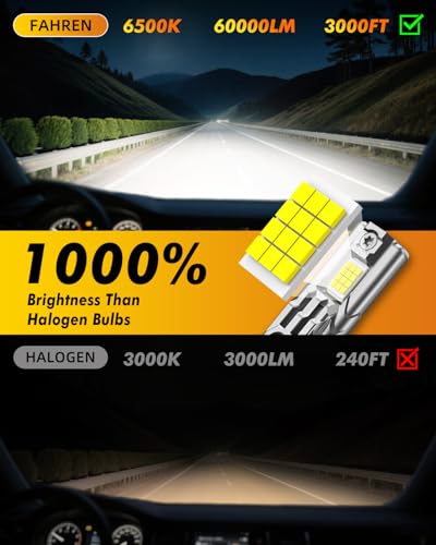 FAHREN 2025 Upgraded H11/H9/H8 LED Bulbs, 70000LM 1000% Ultra-Bright, Real 1:1 Mini Size, H11 Light Bulb Halogen Replacement, 6500K Cool White, Quick Install No Adapter Needed, Pack of 2