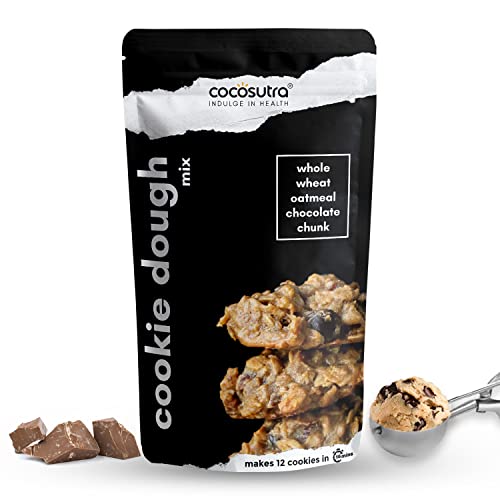 Image of Cocosutra Cookie Dough Mix - Whole Wheat Oatmeal Chocolate Chunk | with natural ingredients| 3 Easy Steps for Perfect Cookies - Whisk, Scoop & Bake | Instant Baking Mix | 220 g (Pack of 2)