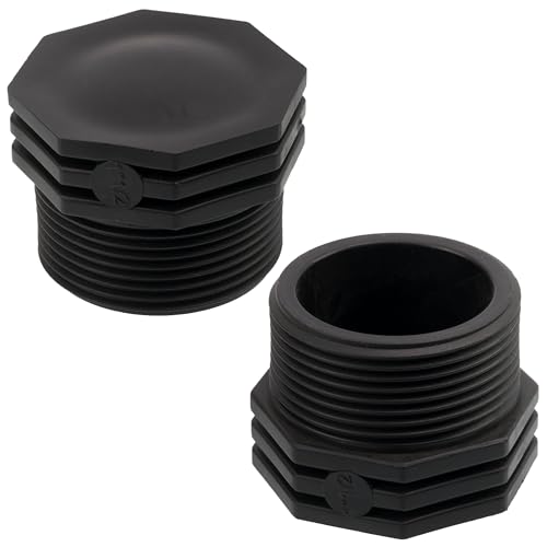 AERZETIX - C75022 - Satz mit 2 männlichen kappen 1 1/2 zum aufschrauben für das bewässerungsrohr tropfsystem - maximaler druck 10 bar - polyethylen - bewässerungskappen kreislaufanschluss