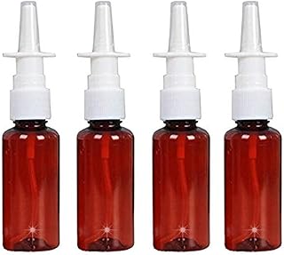 QUUPY 12PCS 30ml/1oz Plastic Refillable Amber Nasal Sprayer Spray Bottles Sprayer Jar Pot Container for Makeup Water Medical Use Perfumes Essential Oils Travel