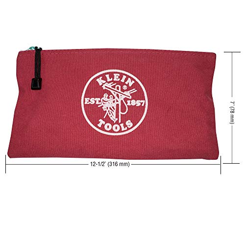 Klein Tools 5141 Zipper Bag, Utility Bag can be used as Bank Deposit Bag, Tool Bag or Pouch, More in Brown, Black, Gray, Red Canvas, 4pc Set
